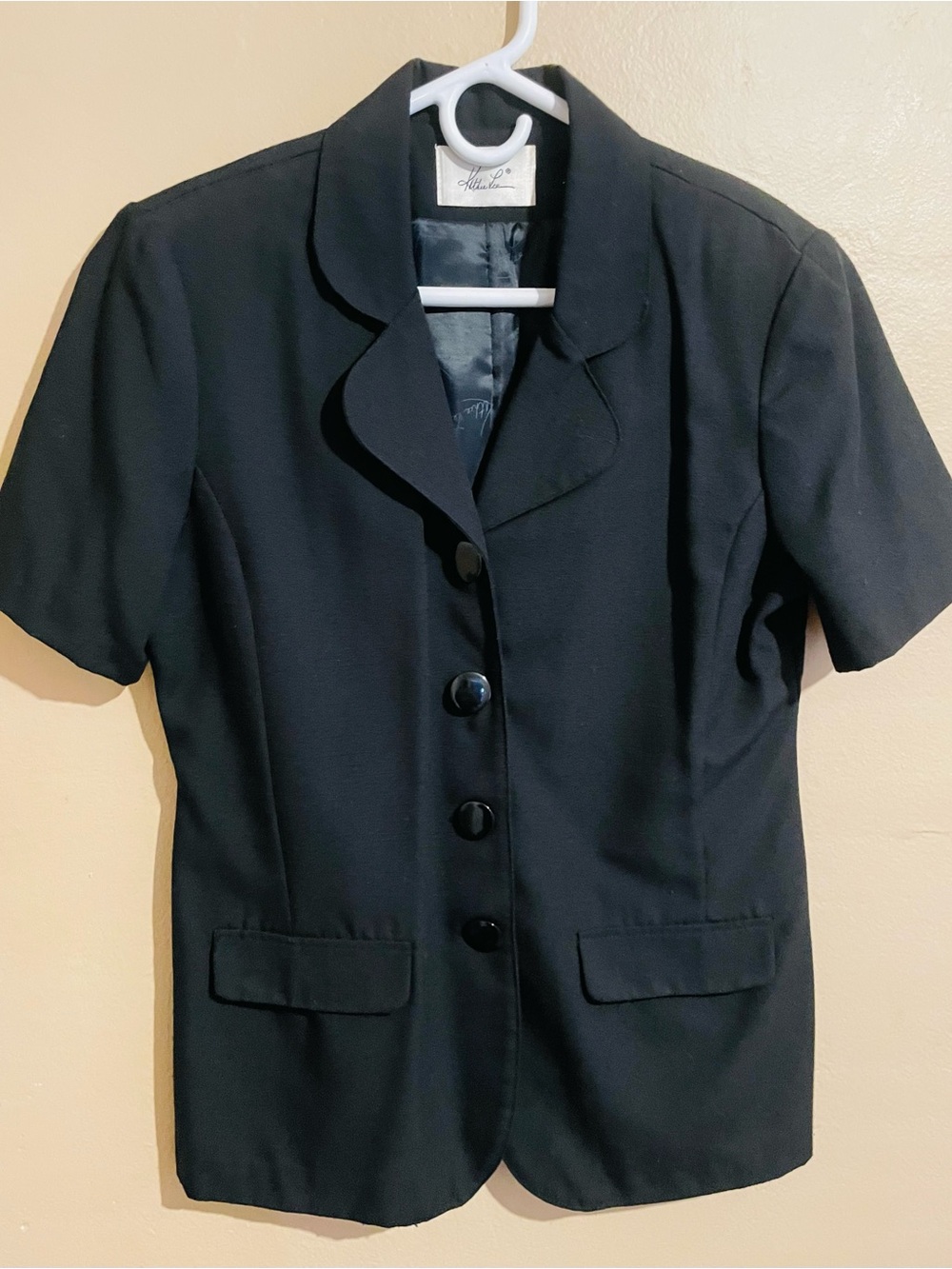 Vintage Kathie Lee Black Women's Short Sleeve Blazer Jacket